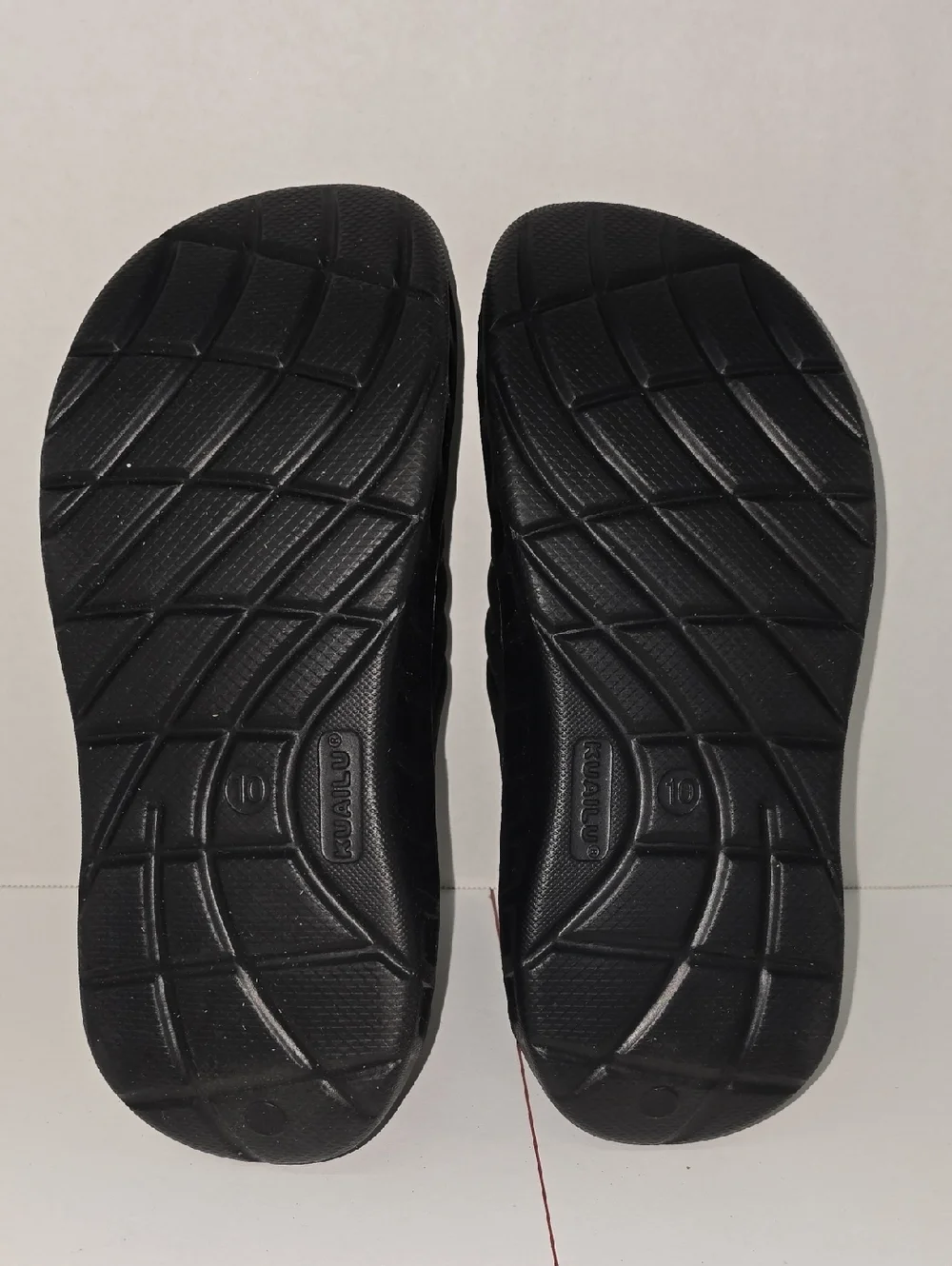 Kuailu Men's Black Slide Sandals - Comfortable Everyday Slip-Ons Size 10
